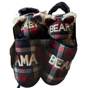 MAMA AND BABY BEAR MATCHING SLIPPERS DEER FOAMS sz 7-8 Mom And sz 1-2 Baby